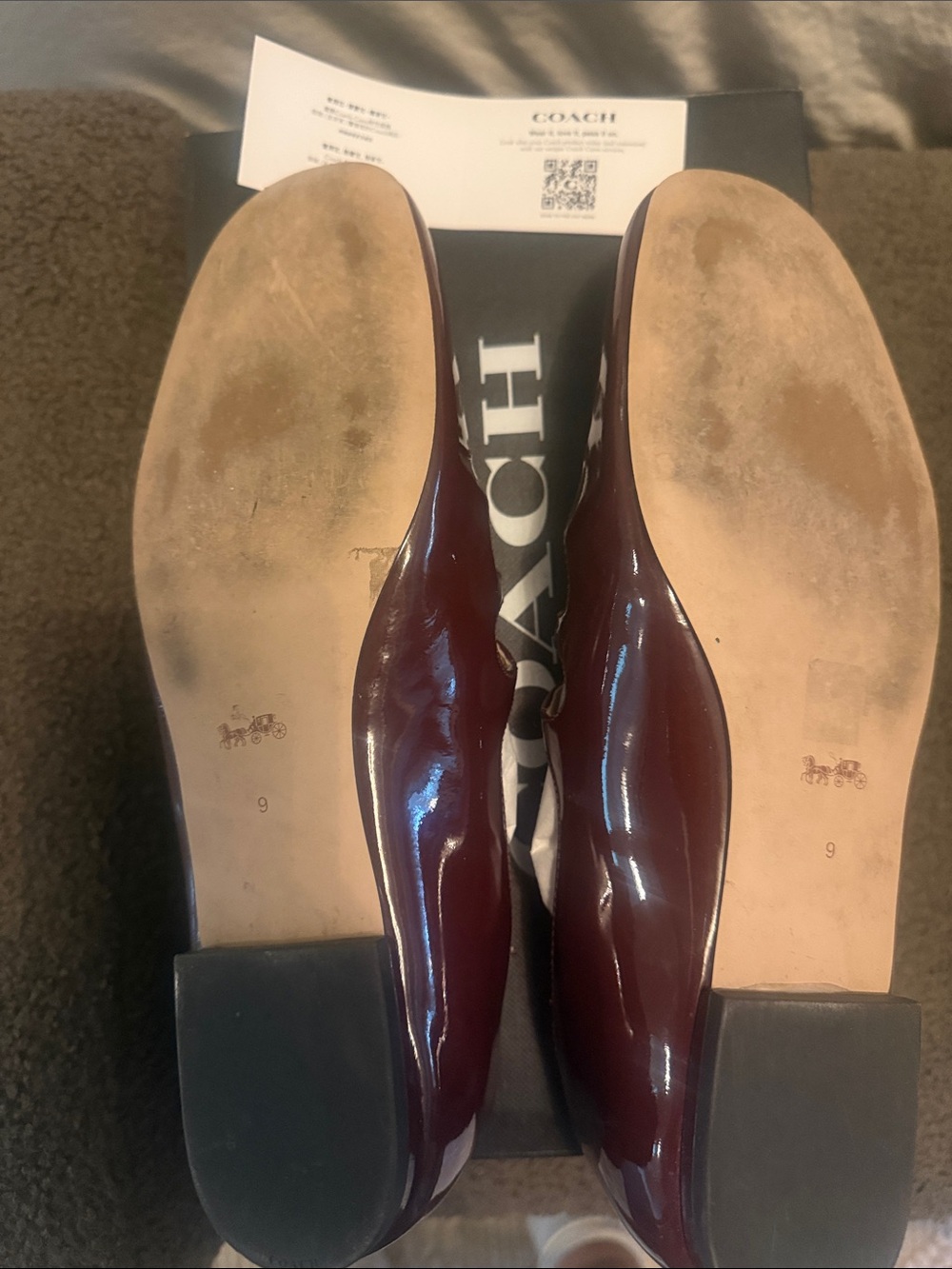 Coach Women's Winley Maryjane Patent Burgundy Merlot ballet Flats size 9 - Picture 5 of 7